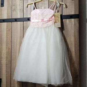 Flower girl dress pink and ivory size 4